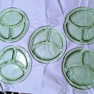 Uranium Glass Divided Plates Set